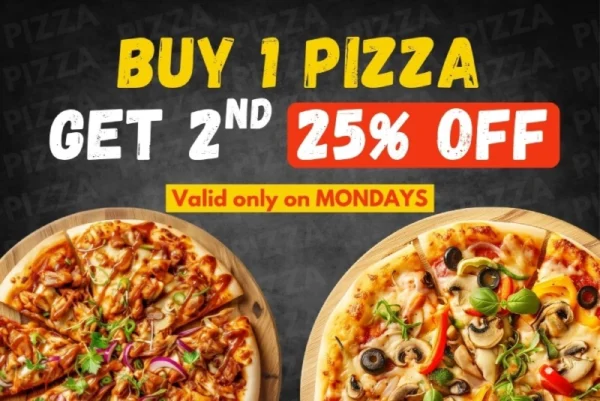 25off Buy 1 Get 25% OFF on 2nd Pizza